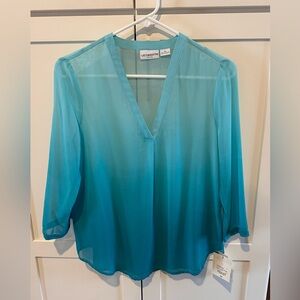 Liz Claiborne Women's Teal Ombre Blouse